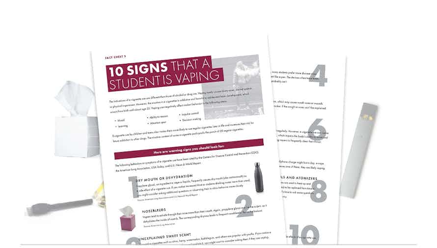 Image of 10 Signs That Students Are Vaping Fact Sheet
